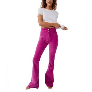 Free People We The Free Jayde Corduroy Flare Pants Brooding Magenta, Sz 31